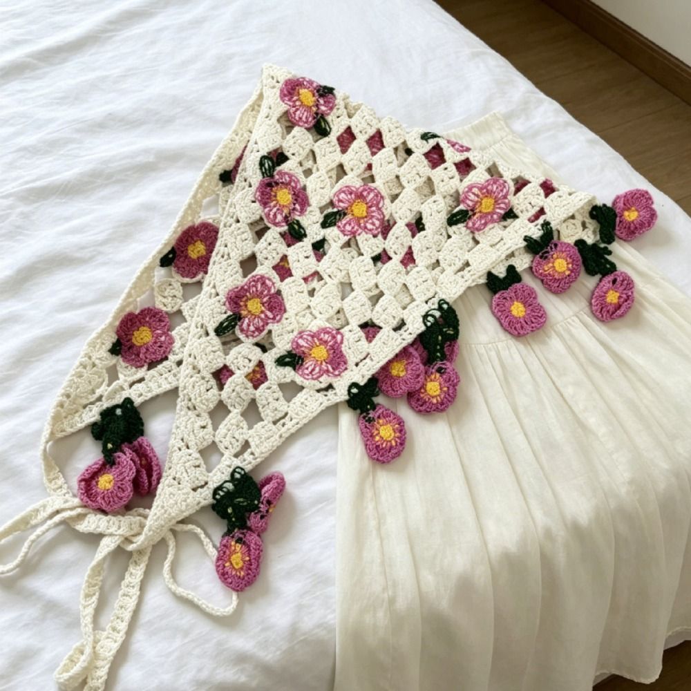 Headband Summer Knit - Нежная цветочная вязаная повязка на голову