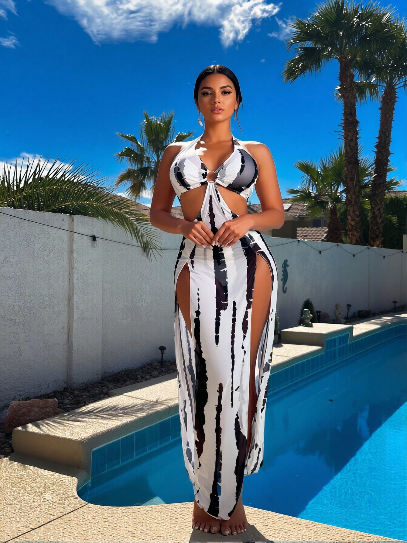 Новый черно-белый комплект бик – обзор и цена Maxi Dress Halter